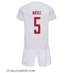 Danimarca Joakim Maehle #5 Seconda Maglia Bambino Mondiali 2022 Manica Corta (+ Pantaloni corti)